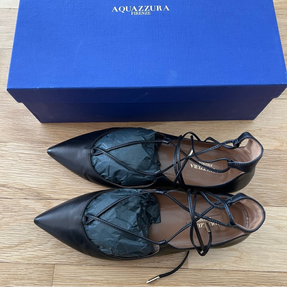 Aquazzura Christy laced up flats in size 36
